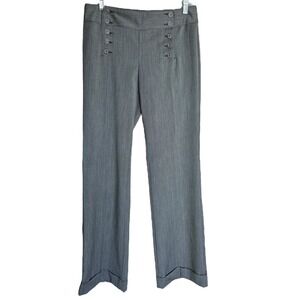 Express Sailor Editor Dress Pants Womens 2 Gray Yellow Stripe‎ Career Office EUC